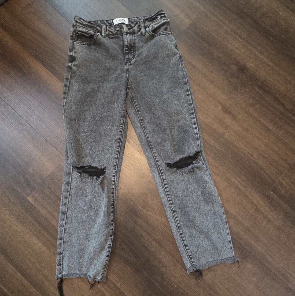 RSQ Black Distressed Straight Leg Jeans